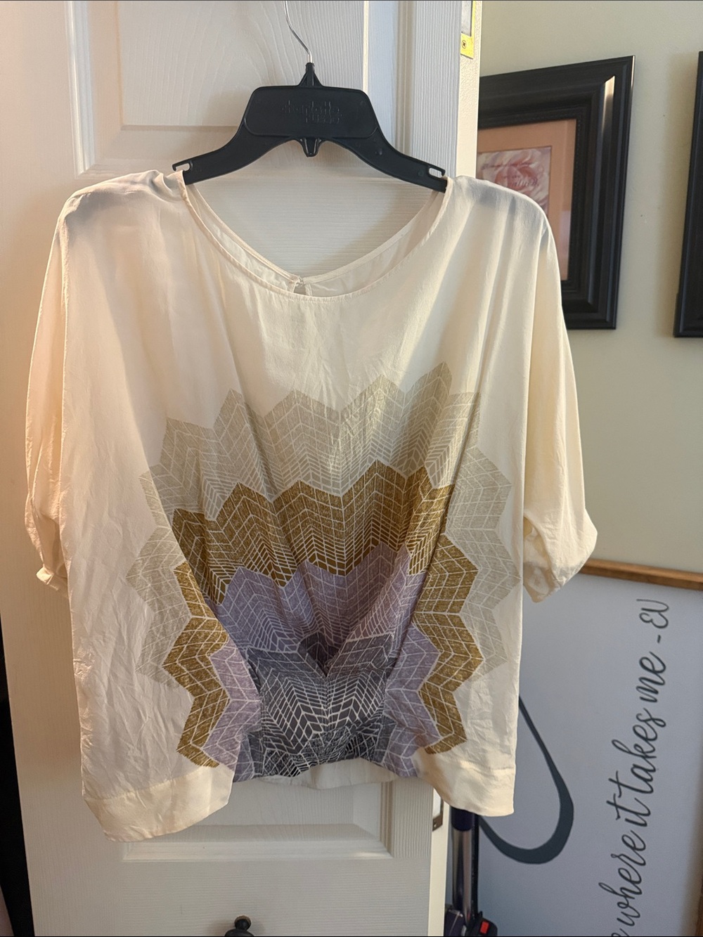 BCBGMaxAzria Geometric Starburst Blouse - Cream and multi colored